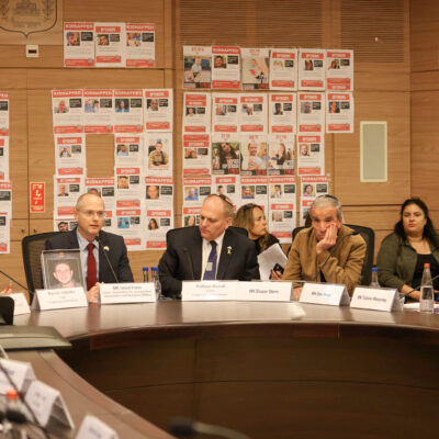 The Knesset's Immigration, Absorption and Diaspora Affiars Committee holds a session with the Conference of Presidents of Major American Jewish Organizations on Feb. 20, 2024.