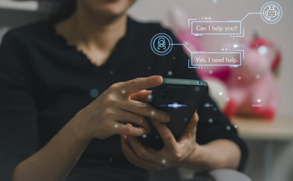 A woman uses an AI chatbot.