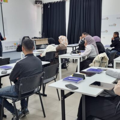 An instructor teaches Bedouin Israeli students as part of a course to prepare them for careers in high-tech run by the nonprofit itworks, in an undated photograph.