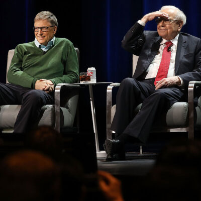 Bill Gates and Warren Buffett speak with journalist Charlie Rose at an event organized by Columbia Business School on Jan. 27, 2017 in New York City.