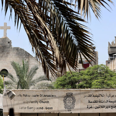 A view of the damage to the Holy Family church in Gaza City following an Israeli strike in the Zeitoun neighborhood of Gaza City on July 17, 2025.